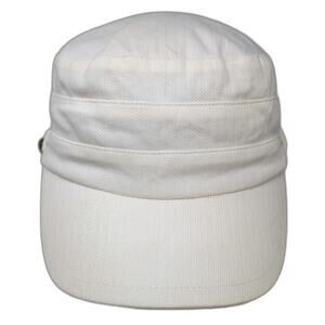 Betmar Army Cap White One Size Hat Textured Side Buttons Military Style Cadet